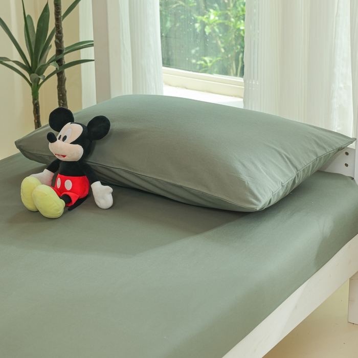 91家纺网 家纺一手货源 找家纺 柠萌家居 2025新款无印良品风色织水洗棉A类学生宿舍三件套 军绿色