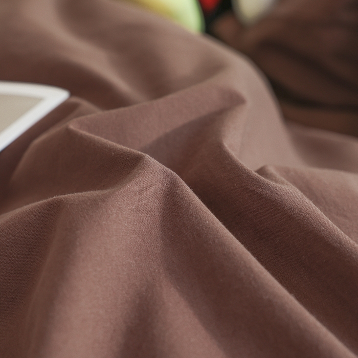 91家纺网 家纺一手货源 找家纺 柠萌家居 2025新款无印良品风色织水洗棉A类学生宿舍三件套 摩卡色