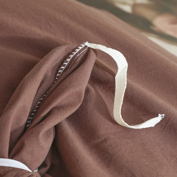 91家纺网 家纺一手货源 找家纺 柠萌家居 2025新款无印良品风色织水洗棉A类学生宿舍三件套 摩卡色