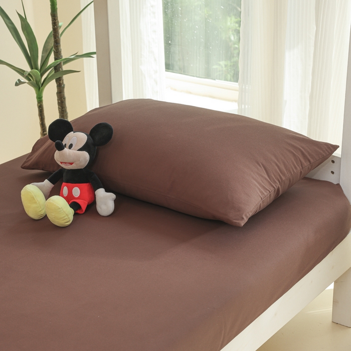 91家纺网 家纺一手货源 找家纺 柠萌家居 2025新款无印良品风色织水洗棉A类学生宿舍三件套 摩卡色