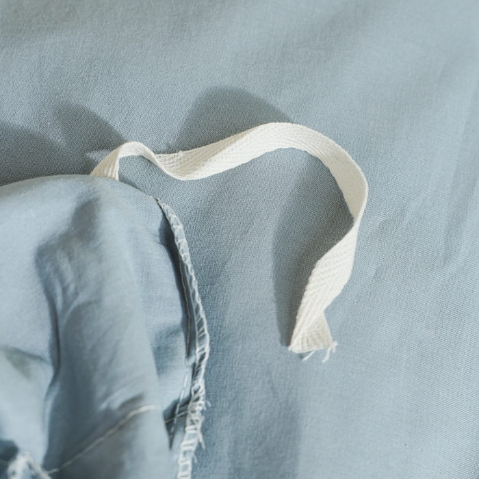 91家纺网 家纺一手货源 找家纺 柠萌家居 2025新款无印良品风色织水洗棉A类学生宿舍三件套 浅蓝