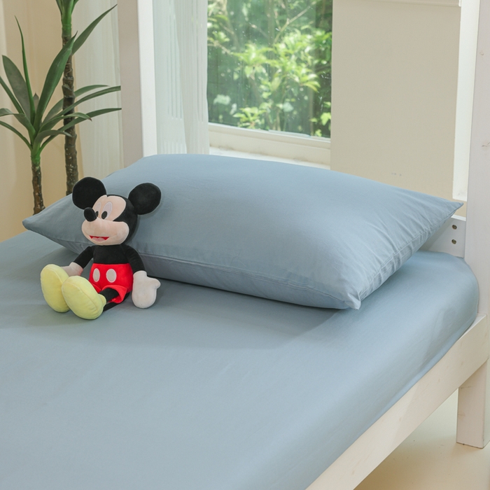 91家纺网 家纺一手货源 找家纺 柠萌家居 2025新款无印良品风色织水洗棉A类学生宿舍三件套 浅蓝