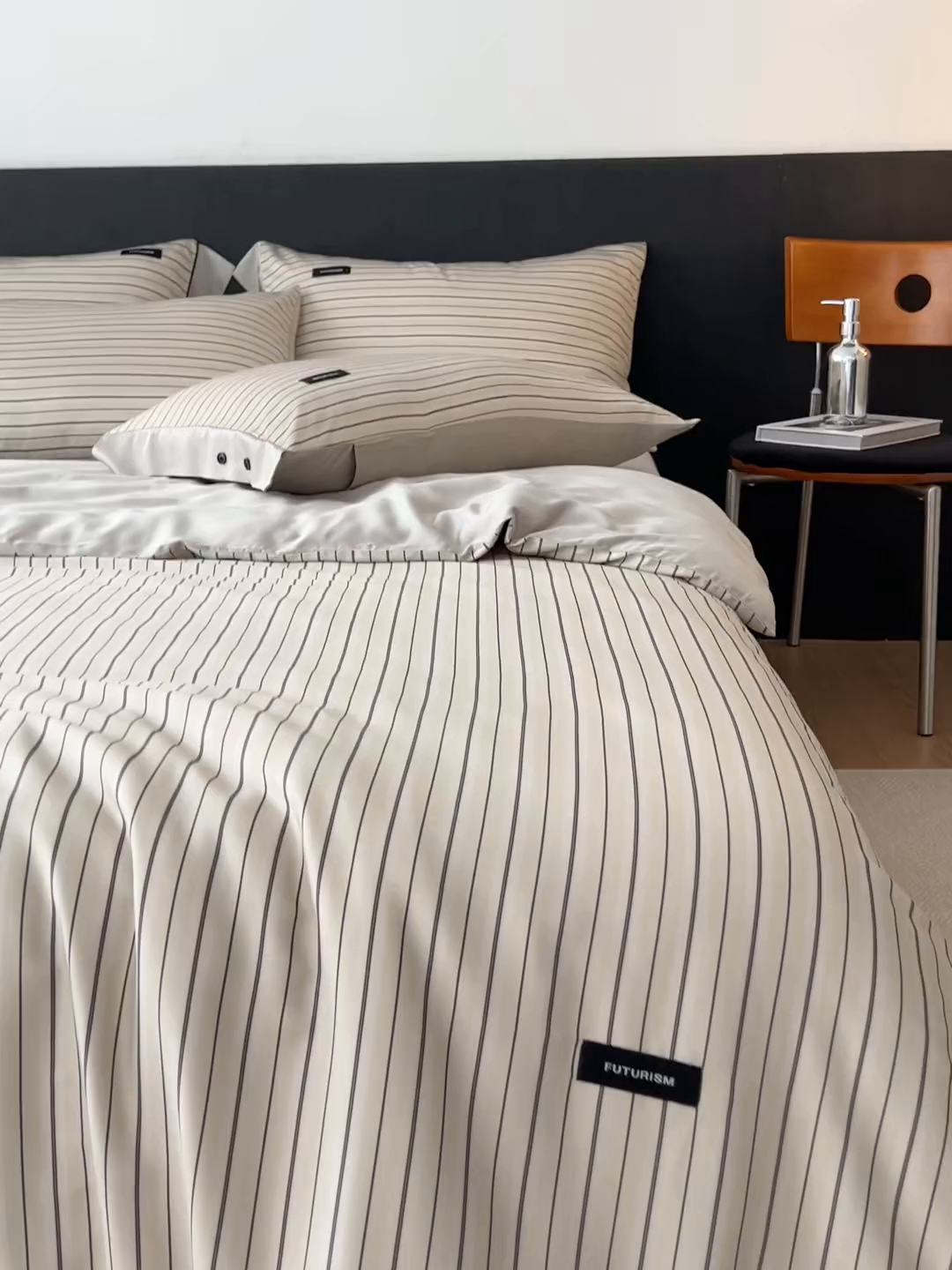 91家纺网 家纺一手货源 找家纺 安莱生活 2025年新款60支兰精天丝数码印花条纹时尚款四件套 织锦-黄