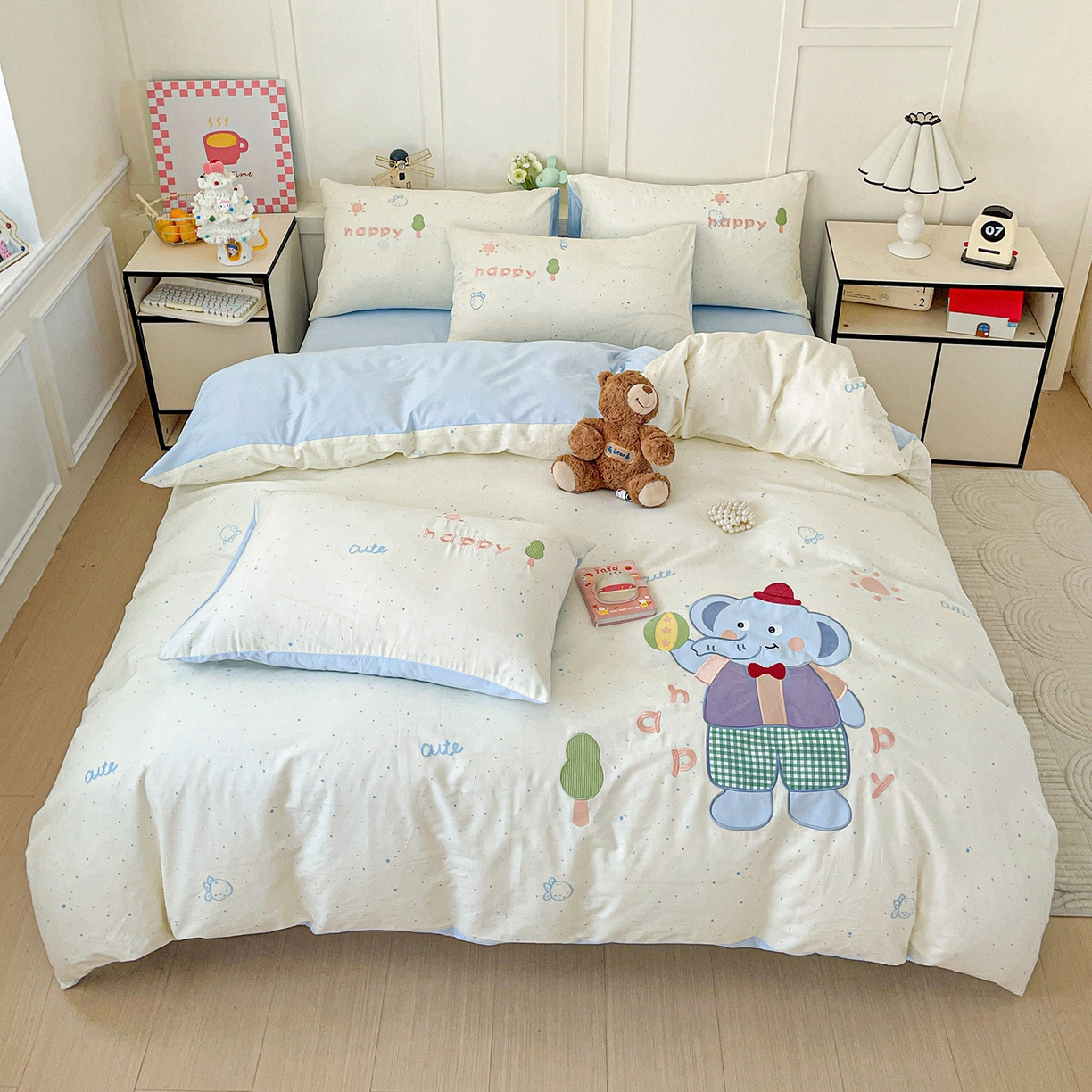 娜娜 2025新款13376全棉贴布绣四件套 小飞象