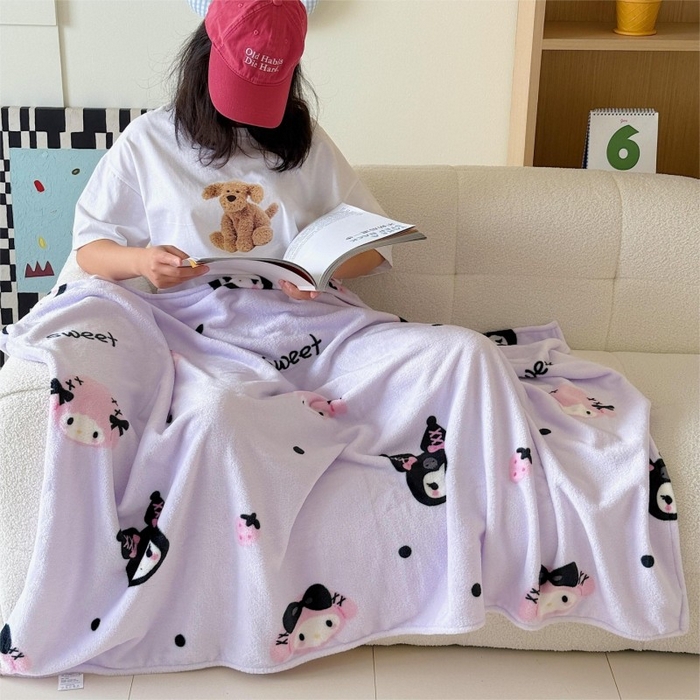 91家纺网 家纺一手货源 找家纺 顾里家纺 2025新款ins少女奶油系双面牛奶绒毯-第二组 甜酷仔