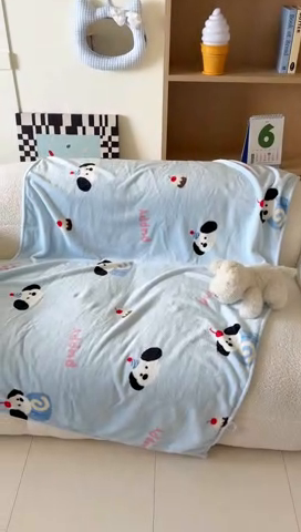 91家纺网 家纺一手货源 找家纺 顾里家纺 2025新款ins少女奶油系双面牛奶绒毯-第二组 蛋糕小狗