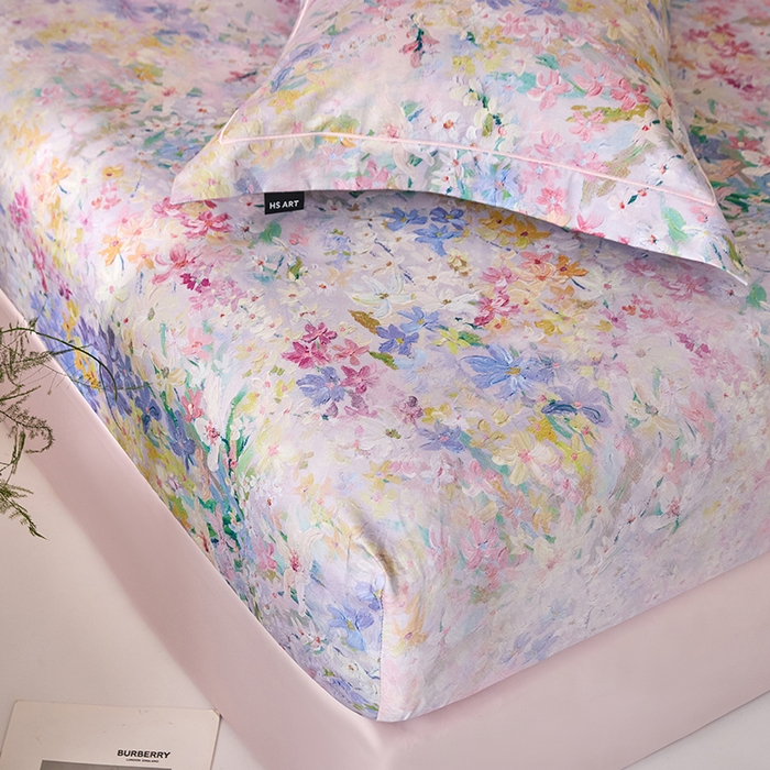 91家纺网 家纺一手货源 找家纺 禾时 2025新款A类100S长绒棉全棉数码印花单枕套 碧海银沙