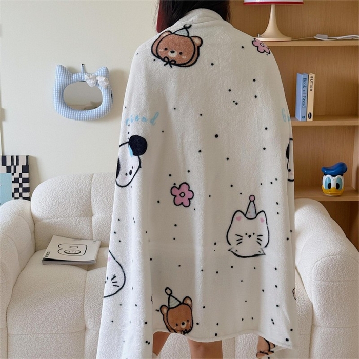 91家纺网 家纺一手货源 找家纺 顾里家纺 2025新款ins少女奶油系双面牛奶绒毯-第二组 开心好友