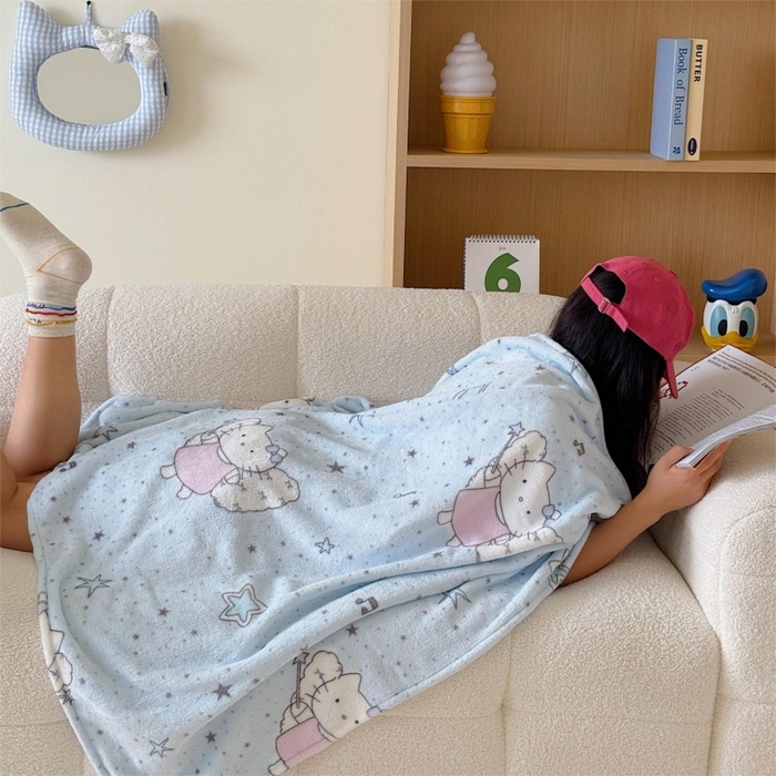 91家纺网 家纺一手货源 找家纺 顾里家纺 2025新款ins少女奶油系双面牛奶绒毯-第二组 芭拉花猫