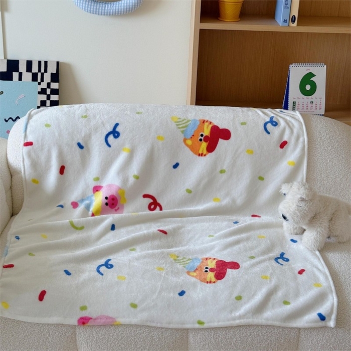 91家纺网 家纺一手货源 找家纺 顾里家纺 2025新款ins少女奶油系双面牛奶绒毯-第二组 动物派对