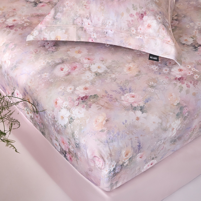 91家纺网 家纺一手货源 找家纺 禾时 2025新款A类100S长绒棉全棉数码印花床笠三件套床套床罩床垫保护罩 枫叶秋韵