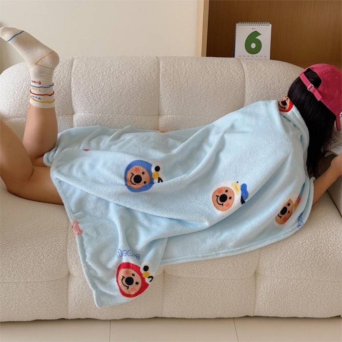 91家纺网 家纺一手货源 找家纺 顾里家纺 2025新款ins少女奶油系双面牛奶绒毯-第二组 大眼熊