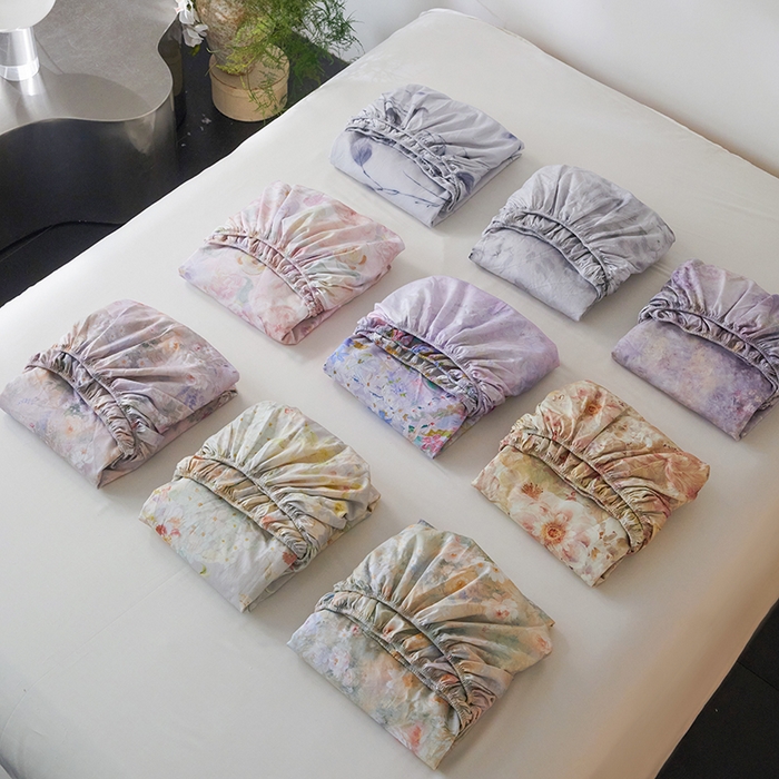 91家纺网 家纺一手货源 找家纺 （总）禾时 2025新款A类100S长绒棉全棉数码印花床笠三件套床套床罩床垫保护罩