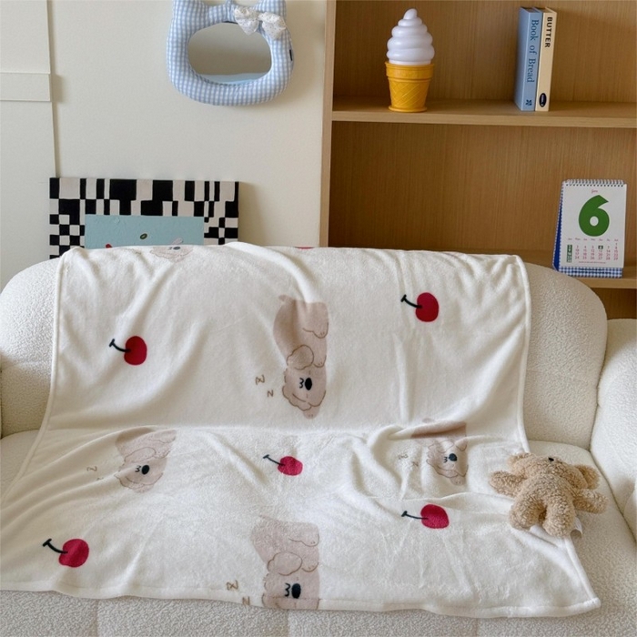 91家纺网 家纺一手货源 找家纺 顾里家纺 2025新款ins少女奶油系双面牛奶绒毯-第二组 趴趴熊