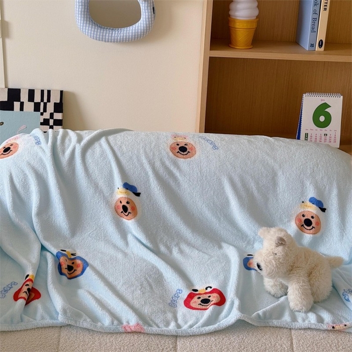 91家纺网 家纺一手货源 找家纺 顾里家纺 2025新款ins少女奶油系双面牛奶绒毯-第二组 大眼熊