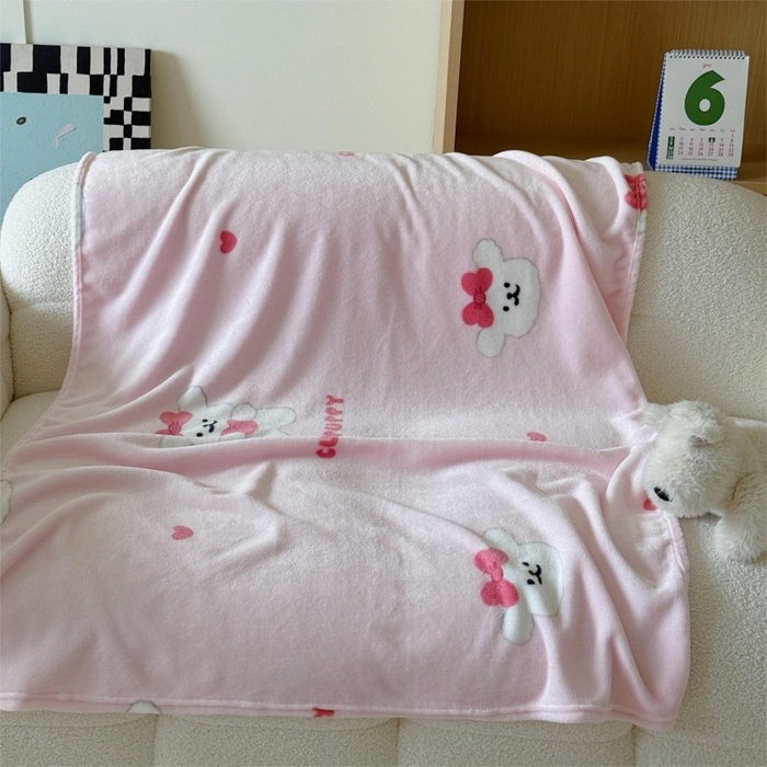 91家纺网 家纺一手货源 找家纺 顾里家纺 2025新款ins少女奶油系双面牛奶绒毯-第二组 爱心小狗
