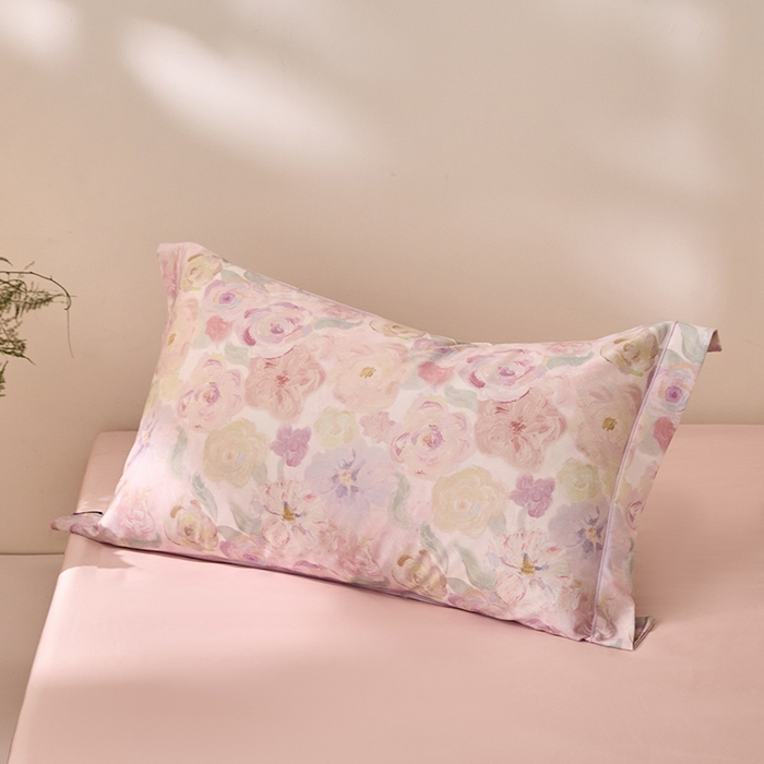 91家纺网 家纺一手货源 找家纺 禾时 2025新款A类100S长绒棉全棉数码印花单枕套 蔷薇私语