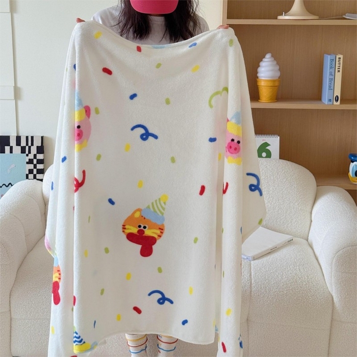 91家纺网 家纺一手货源 找家纺 顾里家纺 2025新款ins少女奶油系双面牛奶绒毯-第二组 动物派对