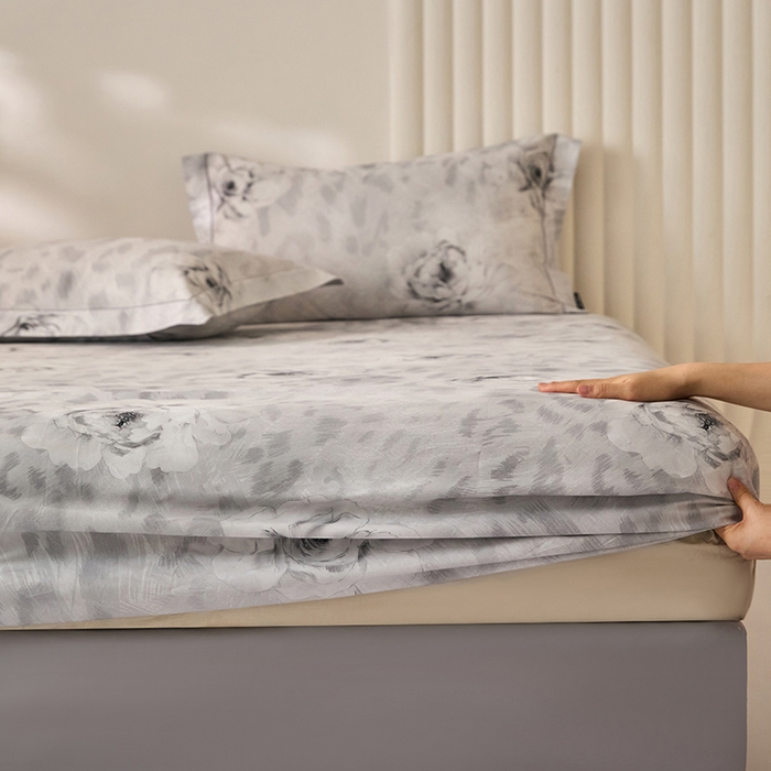 91家纺网 家纺一手货源 找家纺 禾时 2025新款A类100S长绒棉全棉数码印花单枕套 雪落无声