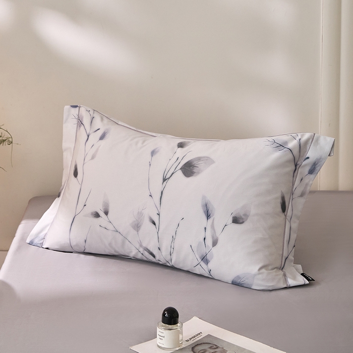 91家纺网 家纺一手货源 找家纺 禾时 2025新款A类100S长绒棉全棉数码印花床笠三件套床套床罩床垫保护罩 清风荷影