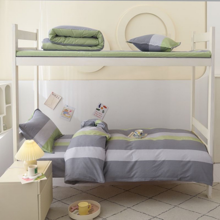 91家纺网 家纺一手货源 找家纺 （总）茗婷家纺 2025款13372纯棉全棉宿舍上下铺学生三件套六件套