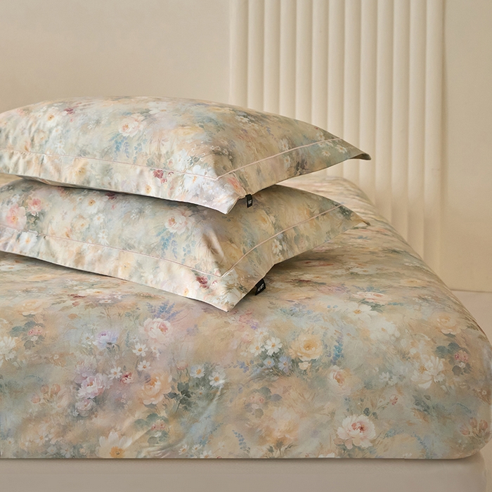 91家纺网 家纺一手货源 找家纺 禾时 2025新款A类100S长绒棉全棉数码印花单枕套 茉莉芬芳