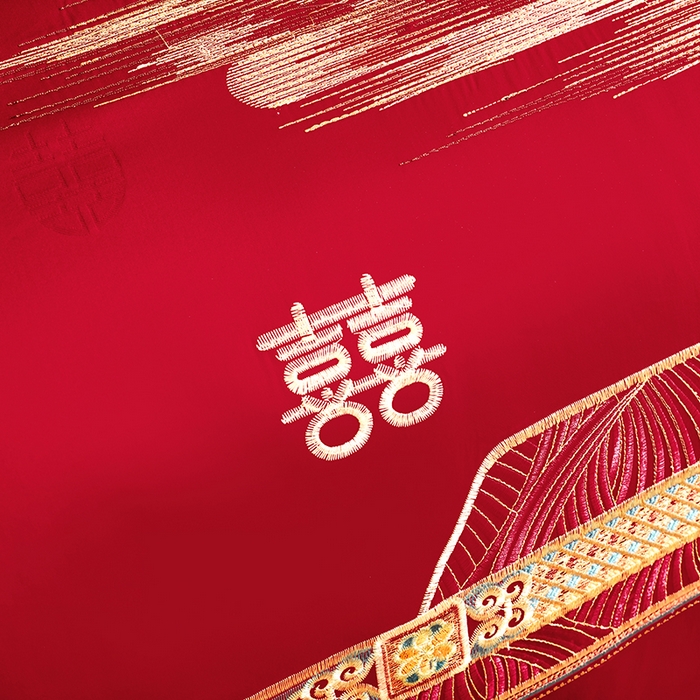 91家纺网 家纺一手货源 找家纺 （总）柏拉图 2024新款100s贡缎提花长绒棉轻奢简约婚庆四件套