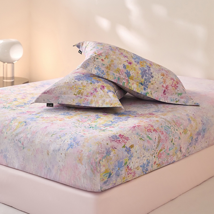 91家纺网 家纺一手货源 找家纺 禾时 2025新款A类100S长绒棉全棉数码印花单枕套 碧海银沙