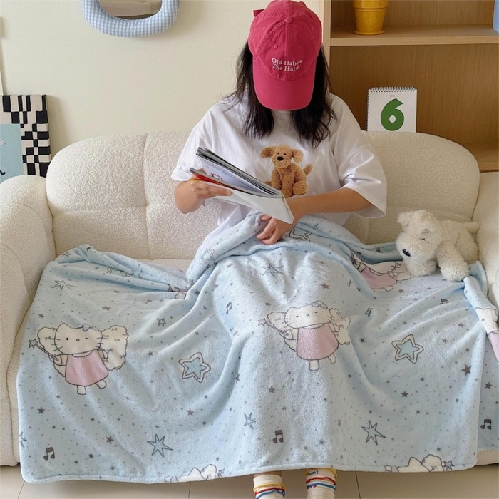 91家纺网 家纺一手货源 找家纺 顾里家纺 2025新款ins少女奶油系双面牛奶绒毯-第二组 芭拉花猫