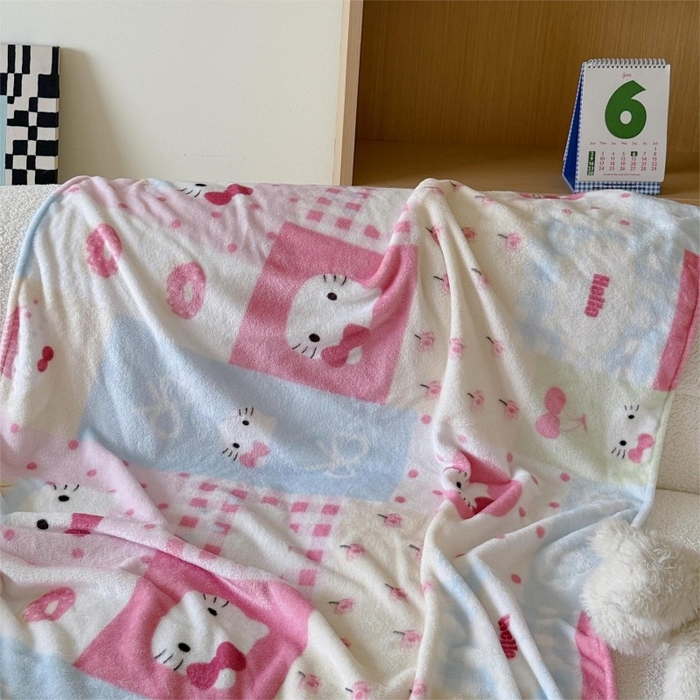 91家纺网 家纺一手货源 找家纺 顾里家纺 2025新款ins少女奶油系双面牛奶绒毯-第二组 猫咪时光毯