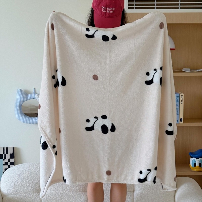 91家纺网 家纺一手货源 找家纺 顾里家纺 2025新款ins少女奶油系双面牛奶绒毯-第二组 波点熊猫