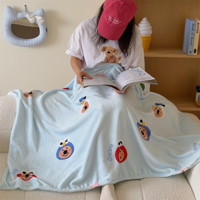 91家纺网 家纺一手货源 找家纺 顾里家纺 2025新款ins少女奶油系双面牛奶绒毯-第二组 大眼熊