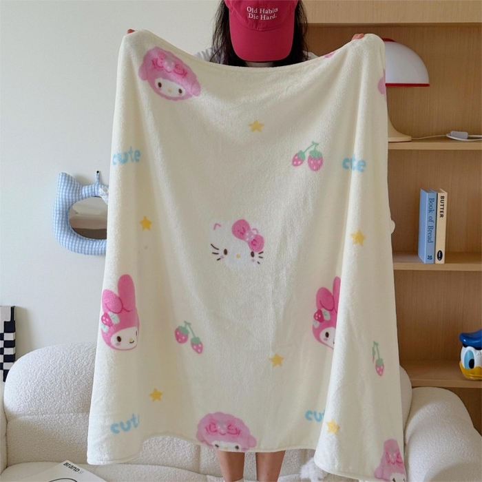 91家纺网 家纺一手货源 找家纺 顾里家纺 2025新款ins少女奶油系双面牛奶绒毯-第二组 草莓伙伴