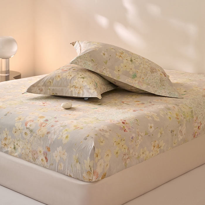 91家纺网 家纺一手货源 找家纺 禾时 2025新款A类100S长绒棉全棉数码印花单枕套 春日花田