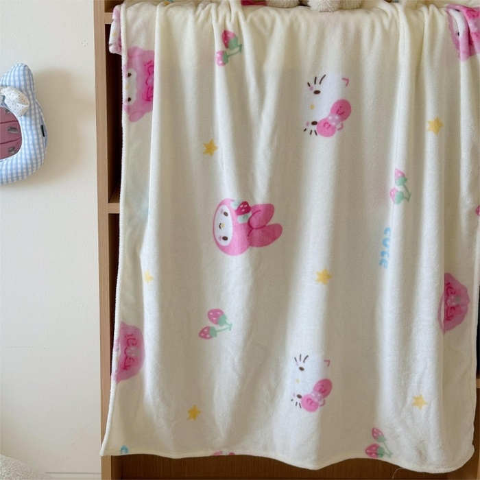 91家纺网 家纺一手货源 找家纺 顾里家纺 2025新款ins少女奶油系双面牛奶绒毯-第二组 草莓伙伴