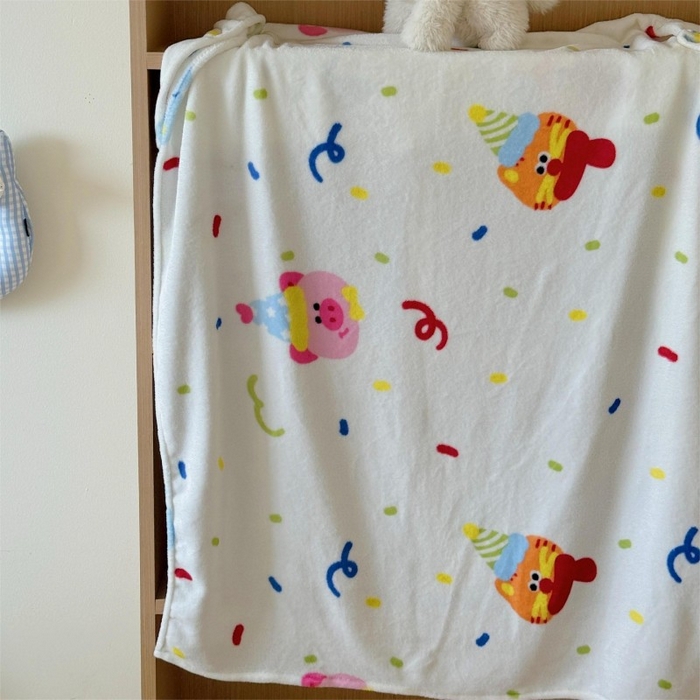 91家纺网 家纺一手货源 找家纺 顾里家纺 2025新款ins少女奶油系双面牛奶绒毯-第二组 动物派对