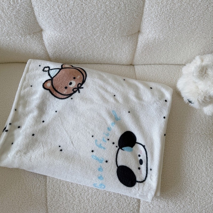 91家纺网 家纺一手货源 找家纺 顾里家纺 2025新款ins少女奶油系双面牛奶绒毯-第二组 开心好友