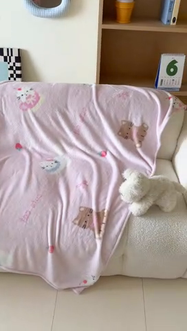 91家纺网 家纺一手货源 找家纺 顾里家纺 2025新款ins少女奶油系双面牛奶绒毯-第二组 梅酱猫猫