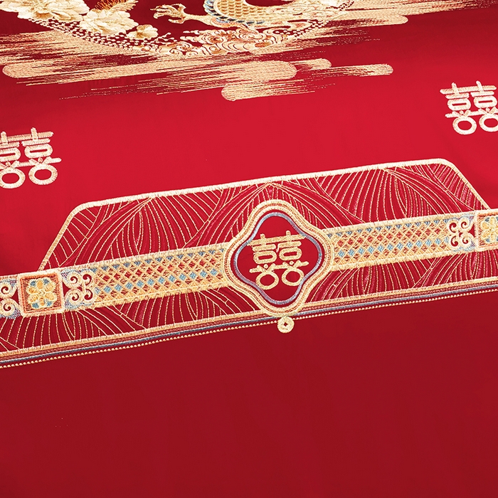 91家纺网 家纺一手货源 找家纺 （总）柏拉图 2024新款100s贡缎提花长绒棉轻奢简约婚庆四件套