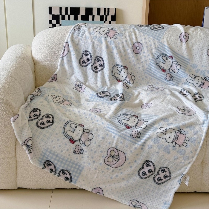 91家纺网 家纺一手货源 找家纺 顾里家纺 2025新款ins少女奶油系双面牛奶绒毯-第二组 兔子时光