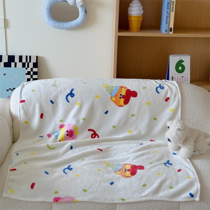 91家纺网 家纺一手货源 找家纺 顾里家纺 2025新款ins少女奶油系双面牛奶绒毯-第二组 动物派对