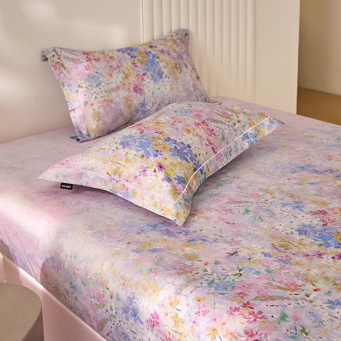 91家纺网 家纺一手货源 找家纺 禾时 2025新款A类100S长绒棉全棉数码印花单枕套 碧海银沙