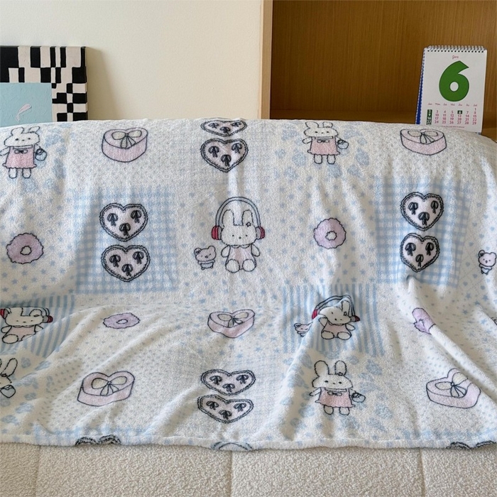 91家纺网 家纺一手货源 找家纺 顾里家纺 2025新款ins少女奶油系双面牛奶绒毯-第二组 兔子时光