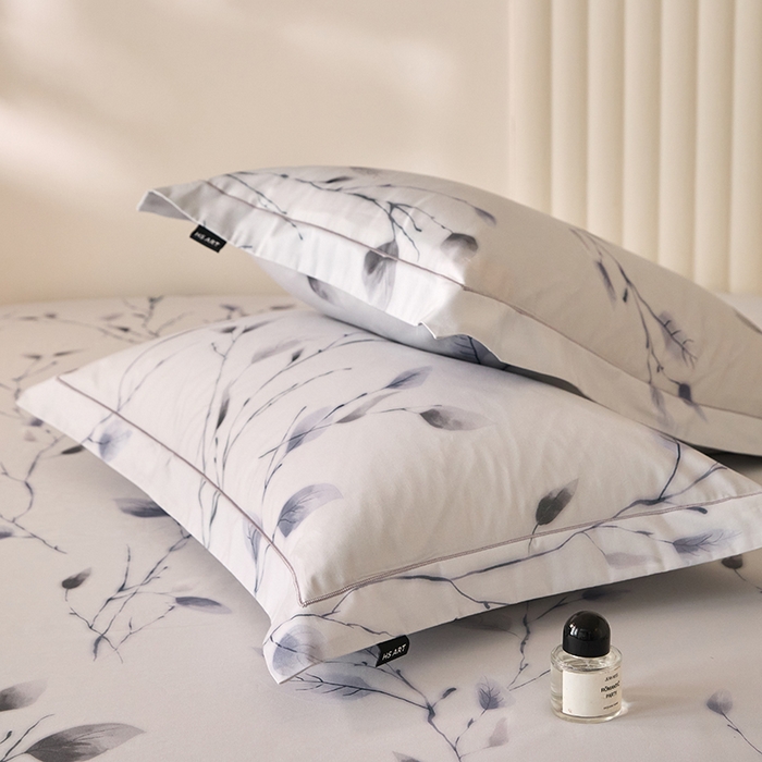 91家纺网 家纺一手货源 找家纺 禾时 2025新款A类100S长绒棉全棉数码印花床笠三件套床套床罩床垫保护罩 清风荷影