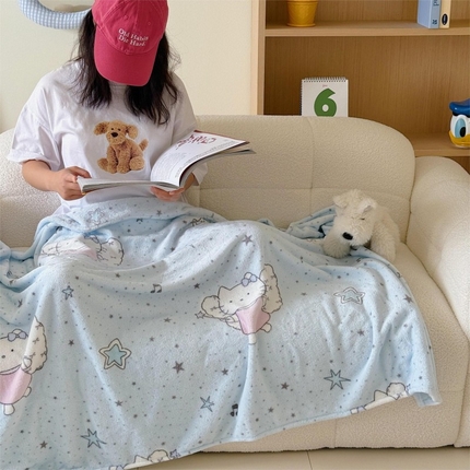 91家纺网 家纺一手货源 找家纺 顾里家纺 2025新款ins少女奶油系双面牛奶绒毯-第二组 芭拉花猫