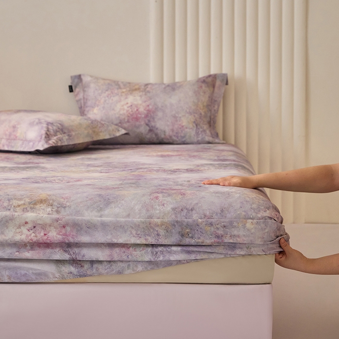 91家纺网 家纺一手货源 找家纺 禾时 2025新款A类100S长绒棉全棉数码印花床笠三件套床套床罩床垫保护罩 繁星点点