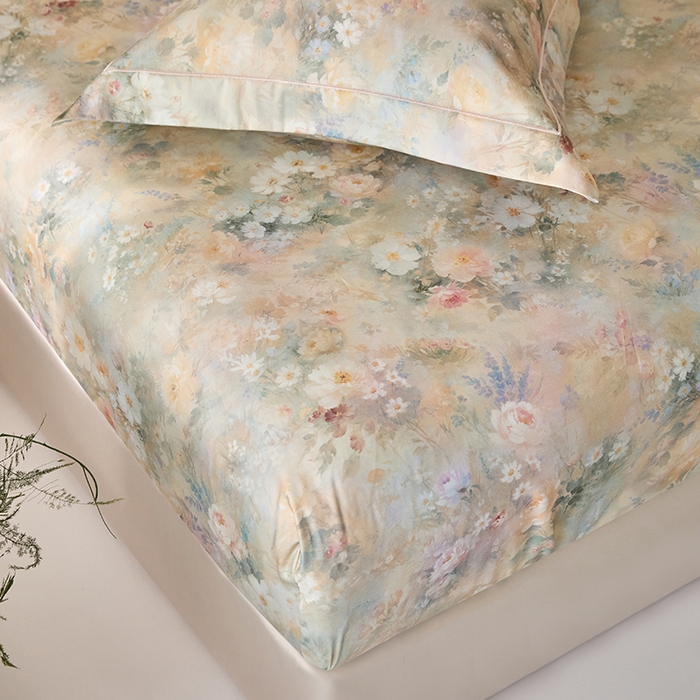 91家纺网 家纺一手货源 找家纺 禾时 2025新款A类100S长绒棉全棉数码印花单枕套 茉莉芬芳