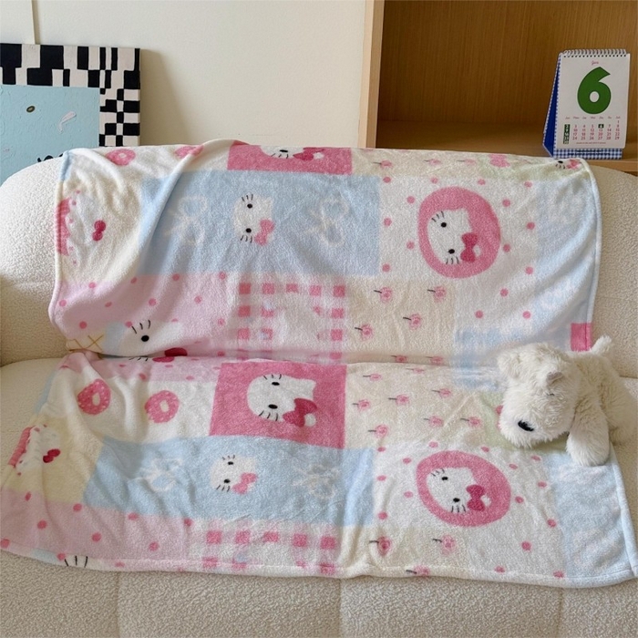 91家纺网 家纺一手货源 找家纺 顾里家纺 2025新款ins少女奶油系双面牛奶绒毯-第二组 猫咪时光毯