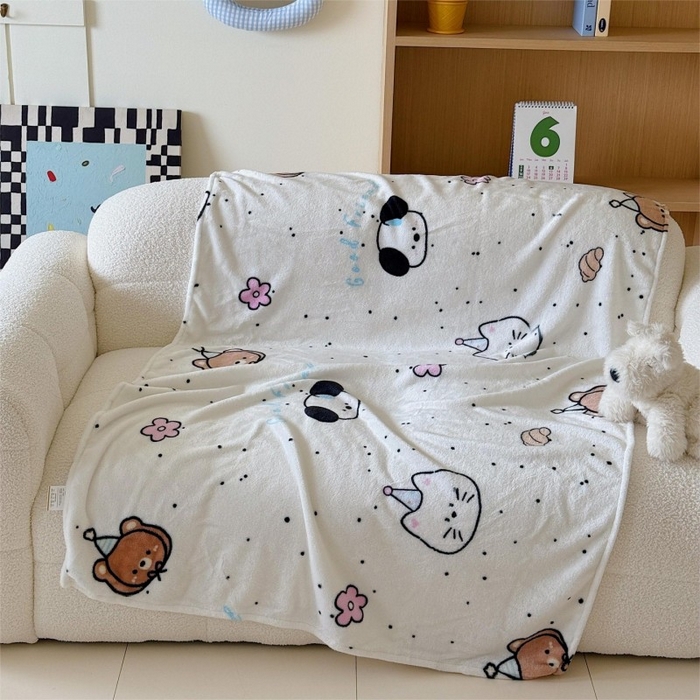 91家纺网 家纺一手货源 找家纺 顾里家纺 2025新款ins少女奶油系双面牛奶绒毯-第二组 开心好友