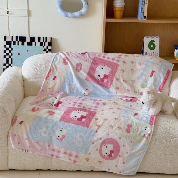 91家纺网 家纺一手货源 找家纺 顾里家纺 2025新款ins少女奶油系双面牛奶绒毯-第二组 猫咪时光毯